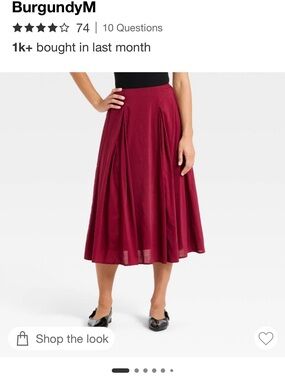 a new day Burgundy Midi Pleated A-Line Skirt